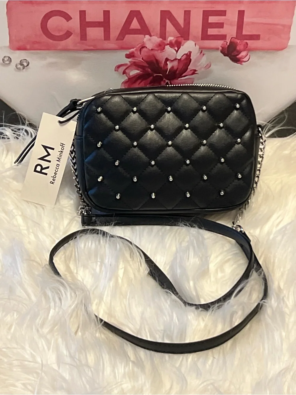 Rebecca Minkoff NWT black Quilted Studded Crossbody Bag
